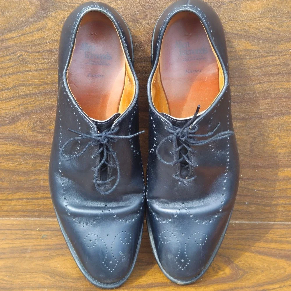 ALLEN EDMONDS Fairfax Mens 11.5 D Black Leather Medallion Wholecut Oxford Shoes